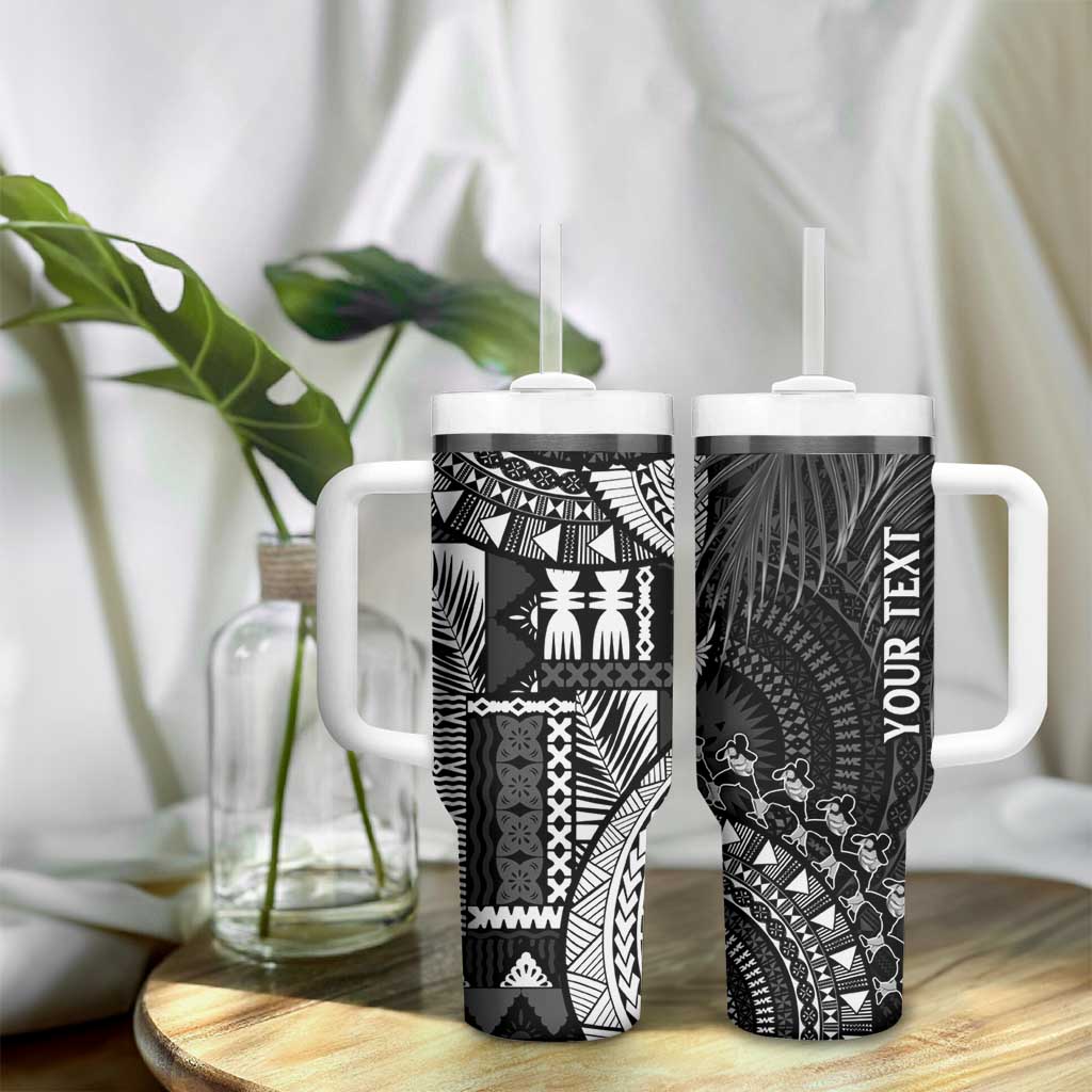 Fiji Rugby Personalised Bula Masi Tumbler With Handle Fish Tail Kaivity Cibi - Black