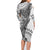 Fiji Rugby Personalised Bula Masi Family Matching Long Sleeve Bodycon Dress and Hawaiian Shirt Fish Tail Kaivity Cibi - White