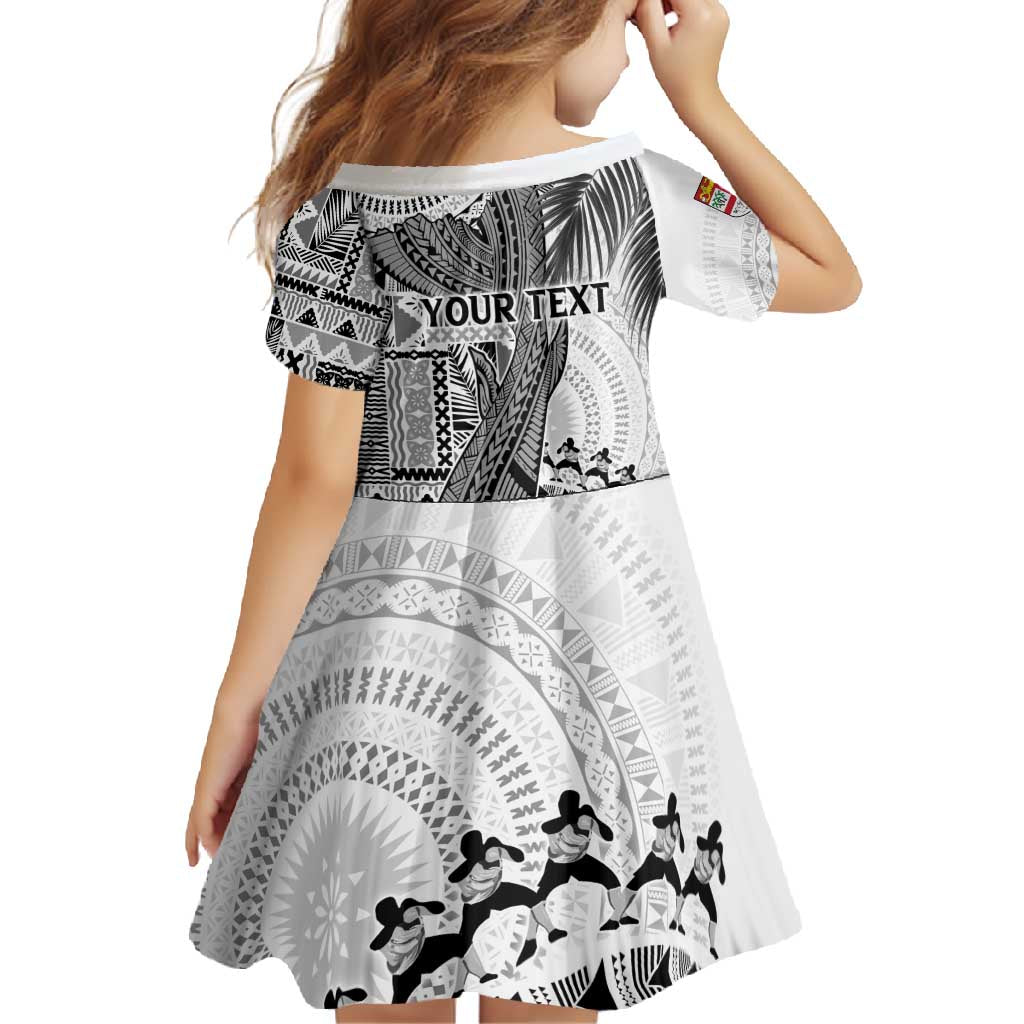 Fiji Rugby Personalised Bula Masi Family Matching Mermaid Dress and Hawaiian Shirt Fish Tail Kaivity Cibi - White