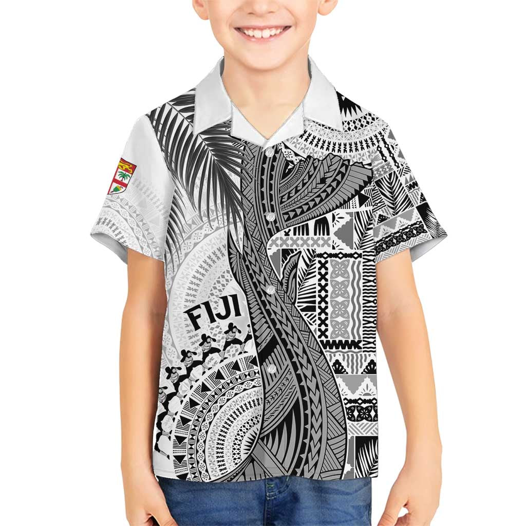 Fiji Rugby Personalised Bula Masi Family Matching Summer Maxi Dress and Hawaiian Shirt Fish Tail Kaivity Cibi - White