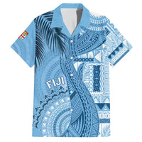 Fiji Rugby Personalised Bula Masi Family Matching Long Sleeve Bodycon Dress and Hawaiian Shirt Fish Tail Kaivity Cibi - Turquoise LT7 Dad's Shirt - Short Sleeve Turquoise - Polynesian Pride