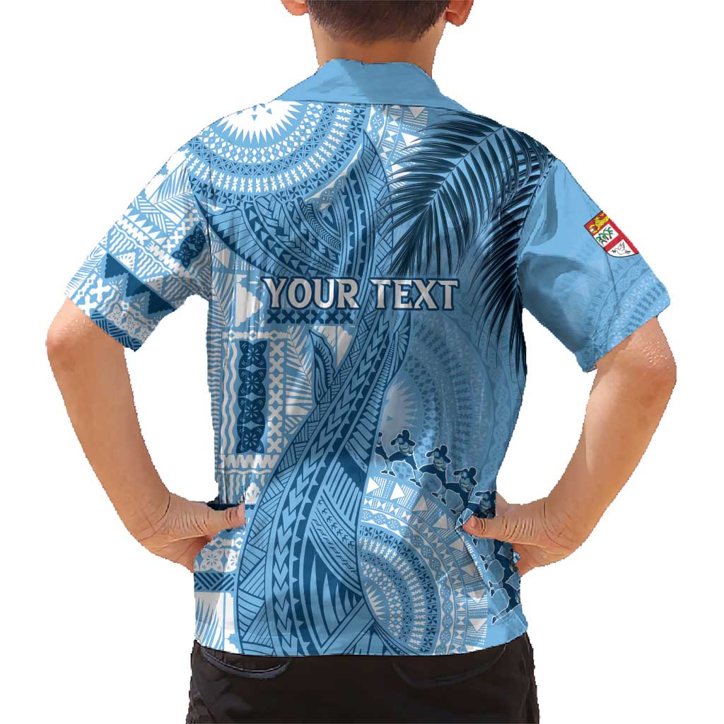 Fiji Rugby Personalised Bula Masi Family Matching Short Sleeve Bodycon Dress and Hawaiian Shirt Fish Tail Kaivity Cibi - Turquoise LT7 - Polynesian Pride