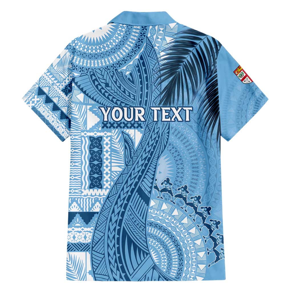 Fiji Rugby Personalised Bula Masi Family Matching Short Sleeve Bodycon Dress and Hawaiian Shirt Fish Tail Kaivity Cibi - Turquoise LT7 - Polynesian Pride