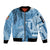 Fiji Rugby Personalised Bula Masi Sleeve Zip Bomber Jacket Fish Tail Kaivity Cibi - Turquoise