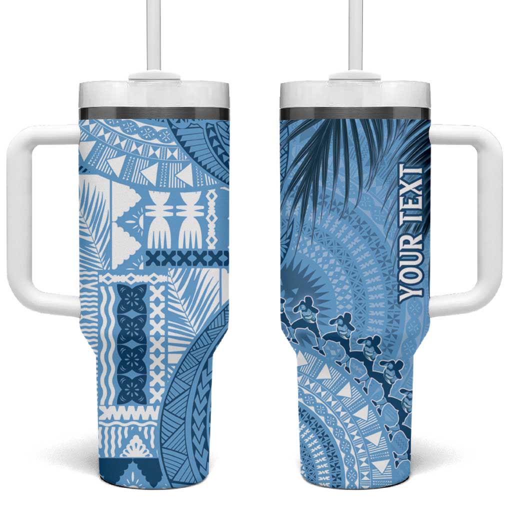 Fiji Rugby Personalised Bula Masi Tumbler With Handle Fish Tail Kaivity Cibi - Turquoise