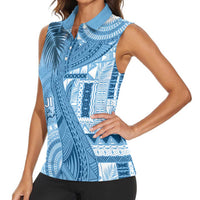Fiji Rugby Personalised Bula Masi Women Sleeveless Polo Shirt Fish Tail Kaivity Cibi - Turquoise