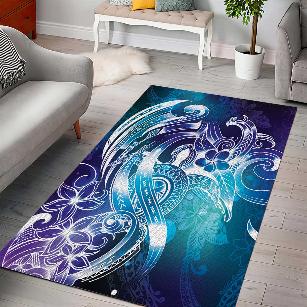 Aloha Hawaii Turtle Area Rug Teal Purple Ribbon - Polynesian Pride