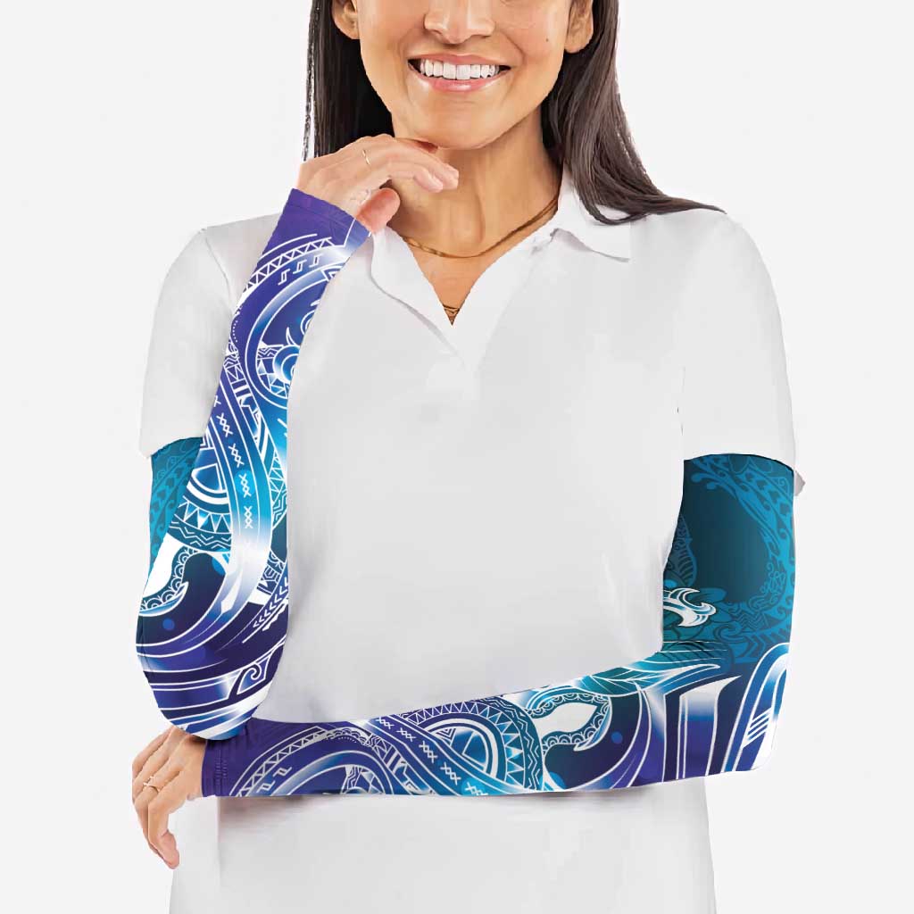 Aloha Hawaii Turtle Arm Sleeves Teal Purple Ribbon - Polynesian Pride