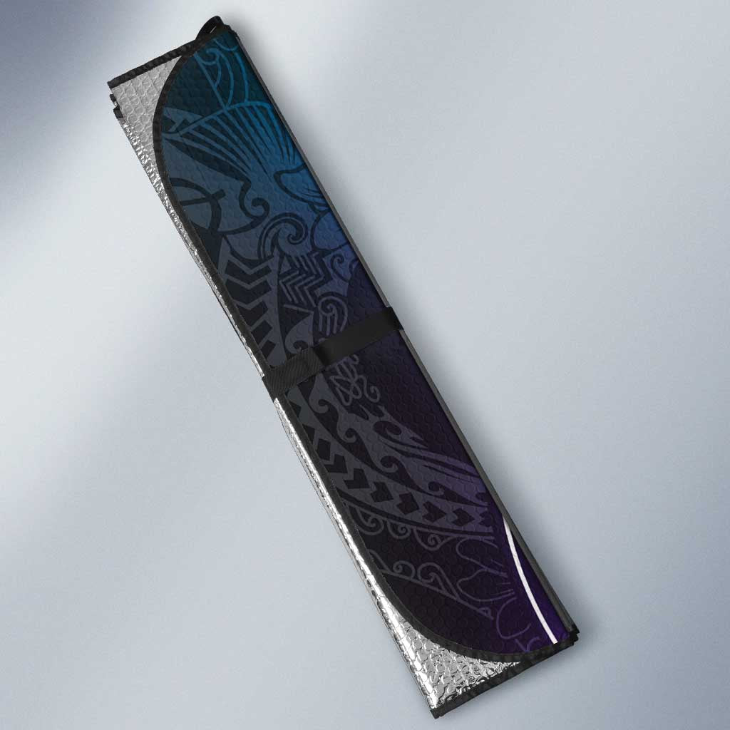 Aloha Hawaii Turtle Auto Sun Shade Teal Purple Ribbon - Polynesian Pride
