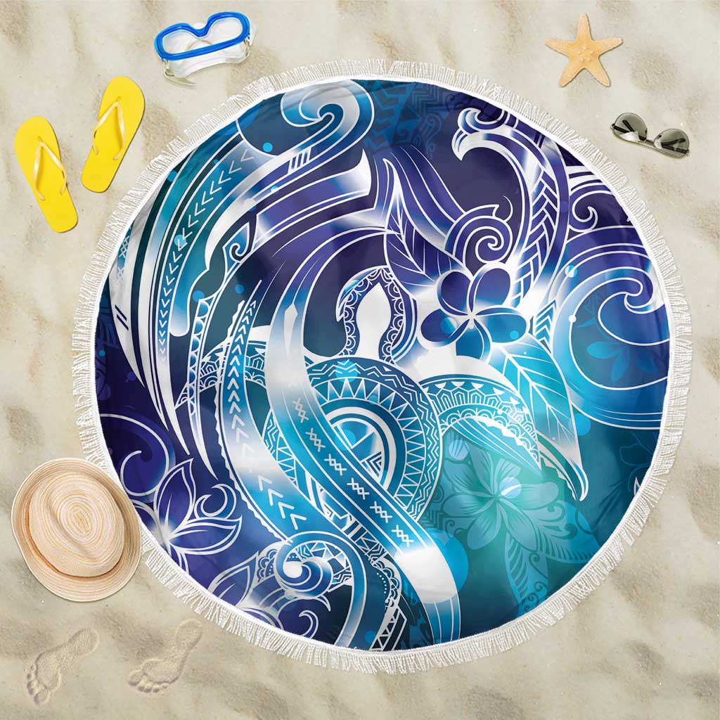 Aloha Hawaii Turtle Beach Blanket Teal Purple Ribbon - Polynesian Pride