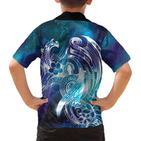 Aloha Hawaii Turtle Family Matching Long Sleeve Bodycon Dress and Hawaiian Shirt Teal Purple Ribbon LT7 - Polynesian Pride
