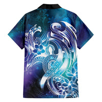 Aloha Hawaii Turtle Family Matching Long Sleeve Bodycon Dress and Hawaiian Shirt Teal Purple Ribbon LT7 - Polynesian Pride