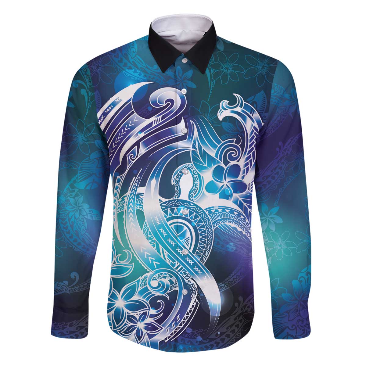 Aloha Hawaii Turtle Family Matching Off The Shoulder Long Sleeve Dress and Hawaiian Shirt Teal Purple Ribbon - Polynesian Pride