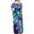 Aloha Hawaii Turtle Family Matching Off Shoulder Maxi Dress and Hawaiian Shirt Teal Purple Ribbon - Polynesian Pride