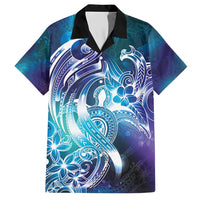 Aloha Hawaii Turtle Family Matching Short Sleeve Bodycon Dress and Hawaiian Shirt Teal Purple Ribbon LT7 Dad's Shirt - Short Sleeve Purple Teal - Polynesian Pride