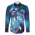 Aloha Hawaii Turtle Family Matching Short Sleeve Bodycon Dress and Hawaiian Shirt Teal Purple Ribbon - Polynesian Pride