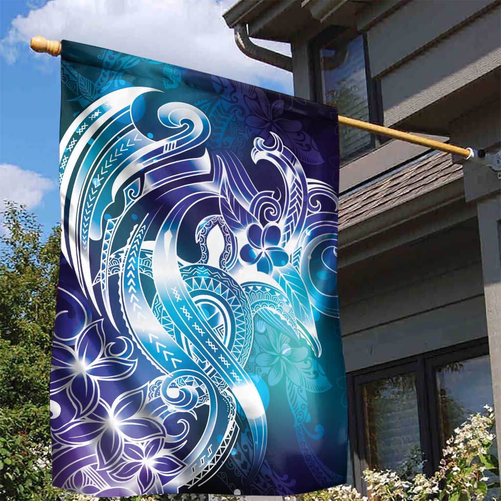 Aloha Hawaii Turtle Garden Flag Teal Purple Ribbon - Polynesian Pride