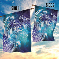 Aloha Hawaii Turtle Garden Flag Teal Purple Ribbon - Polynesian Pride