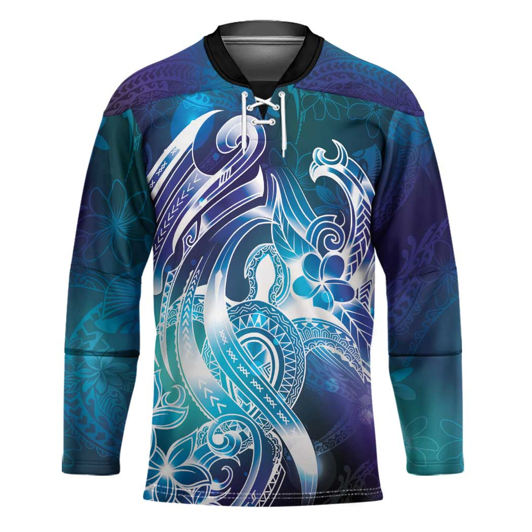 Aloha Hawaii Turtle Hockey Jersey Teal Purple Ribbon - Polynesian Pride