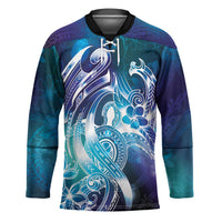 Aloha Hawaii Turtle Hockey Jersey Teal Purple Ribbon - Polynesian Pride