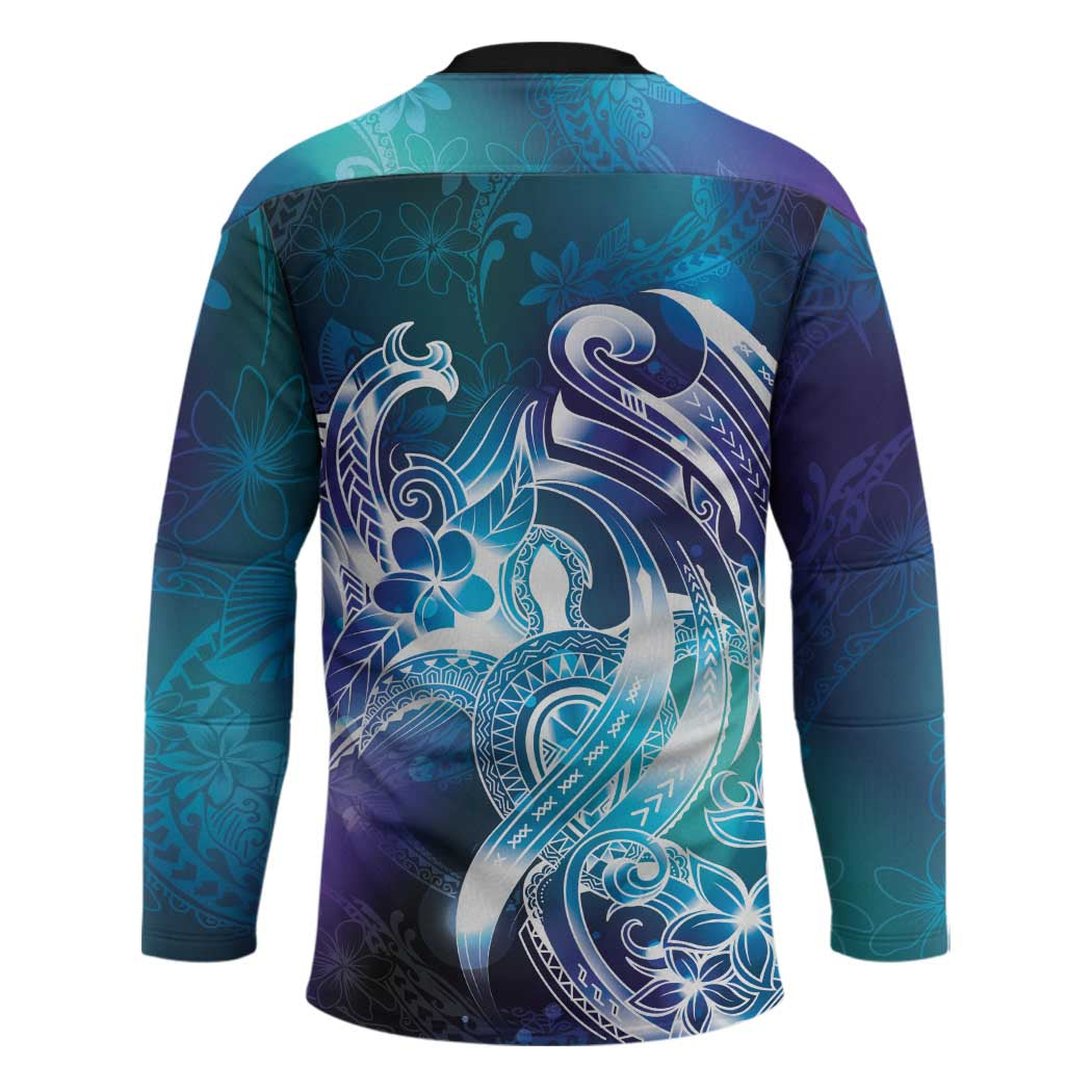 Aloha Hawaii Turtle Hockey Jersey Teal Purple Ribbon - Polynesian Pride