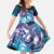 Aloha Hawaii Turtle Kid Short Sleeve Dress Teal Purple Ribbon - Polynesian Pride