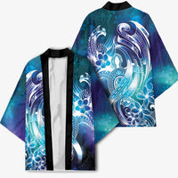 Aloha Hawaii Turtle Kimono Teal Purple Ribbon - Polynesian Pride