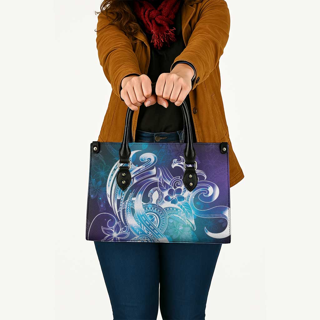 Aloha Hawaii Turtle Leather Bag Teal Purple Ribbon - Polynesian Pride