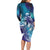 Aloha Hawaii Turtle Long Sleeve Bodycon Dress Teal Purple Ribbon - Polynesian Pride