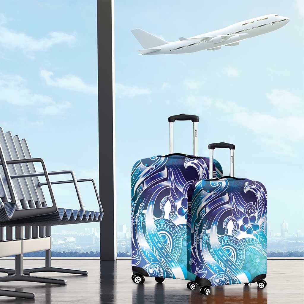 Aloha Hawaii Turtle Luggage Cover Teal Purple Ribbon - Polynesian Pride