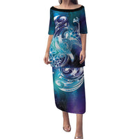 Aloha Hawaii Turtle Puletasi Teal Purple Ribbon - Polynesian Pride