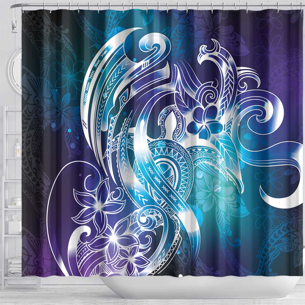 Aloha Hawaii Turtle Shower Curtain Teal Purple Ribbon - Polynesian Pride