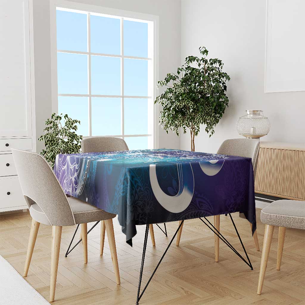 Aloha Hawaii Turtle Tablecloth Teal Purple Ribbon - Polynesian Pride