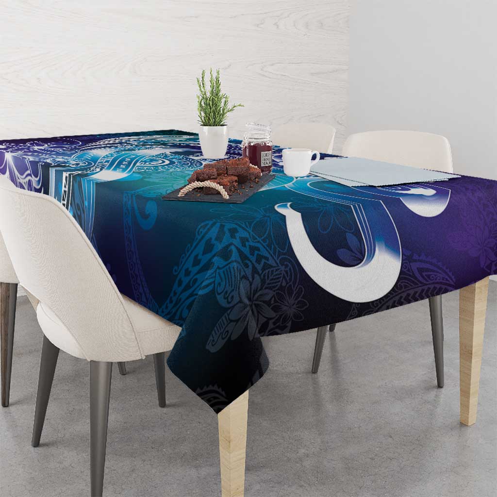 Aloha Hawaii Turtle Tablecloth Teal Purple Ribbon - Polynesian Pride