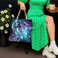 Aloha Hawaii Turtle Tote Bag Teal Purple Ribbon - Polynesian Pride