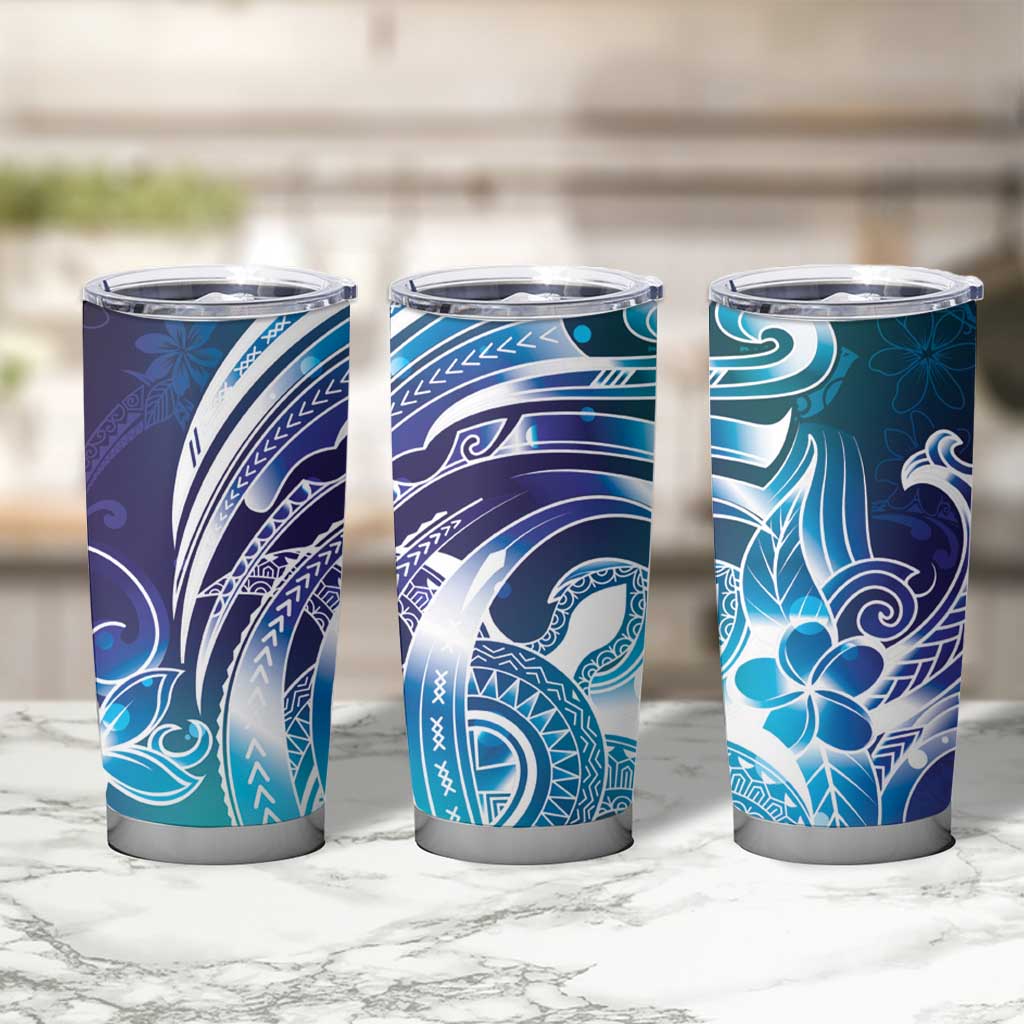 Aloha Hawaii Turtle Tumbler Cup Teal Purple Ribbon - Polynesian Pride