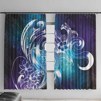 Aloha Hawaii Turtle Window Curtain Teal Purple Ribbon - Polynesian Pride