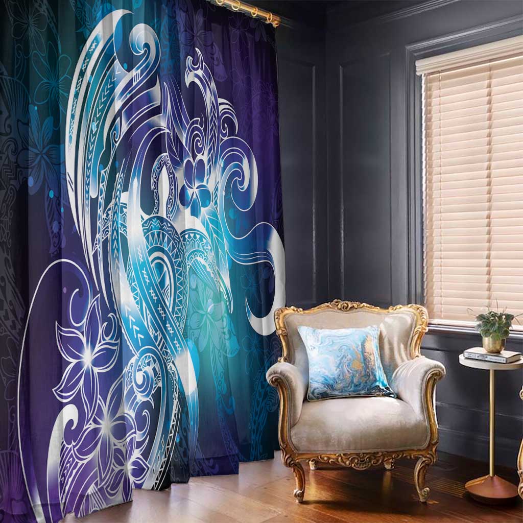 Aloha Hawaii Turtle Window Curtain Teal Purple Ribbon - Polynesian Pride