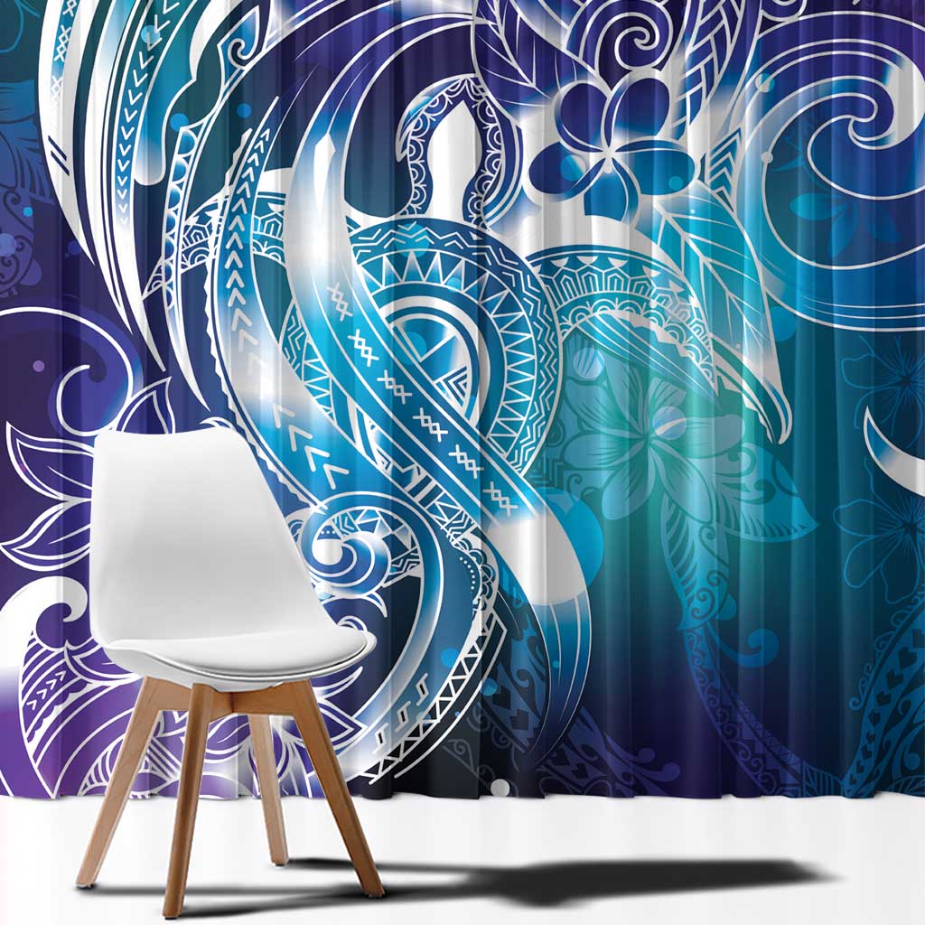 Aloha Hawaii Turtle Window Curtain Teal Purple Ribbon - Polynesian Pride