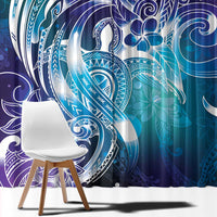Aloha Hawaii Turtle Window Curtain Teal Purple Ribbon - Polynesian Pride
