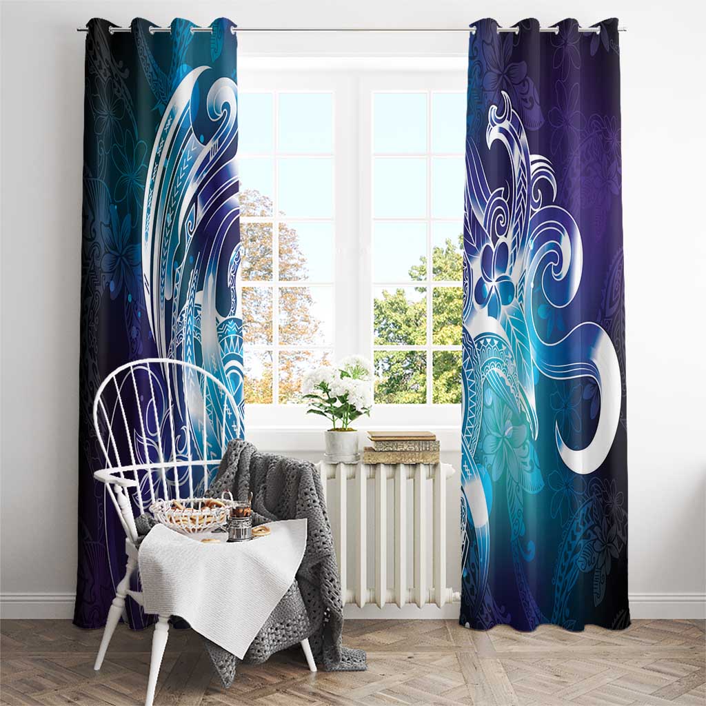 Aloha Hawaii Turtle Window Curtain Teal Purple Ribbon - Polynesian Pride