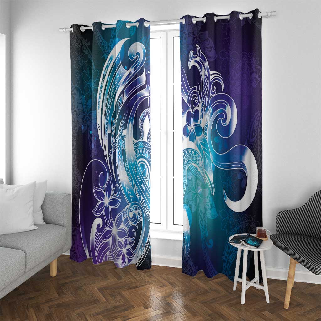 Aloha Hawaii Turtle Window Curtain Teal Purple Ribbon - Polynesian Pride