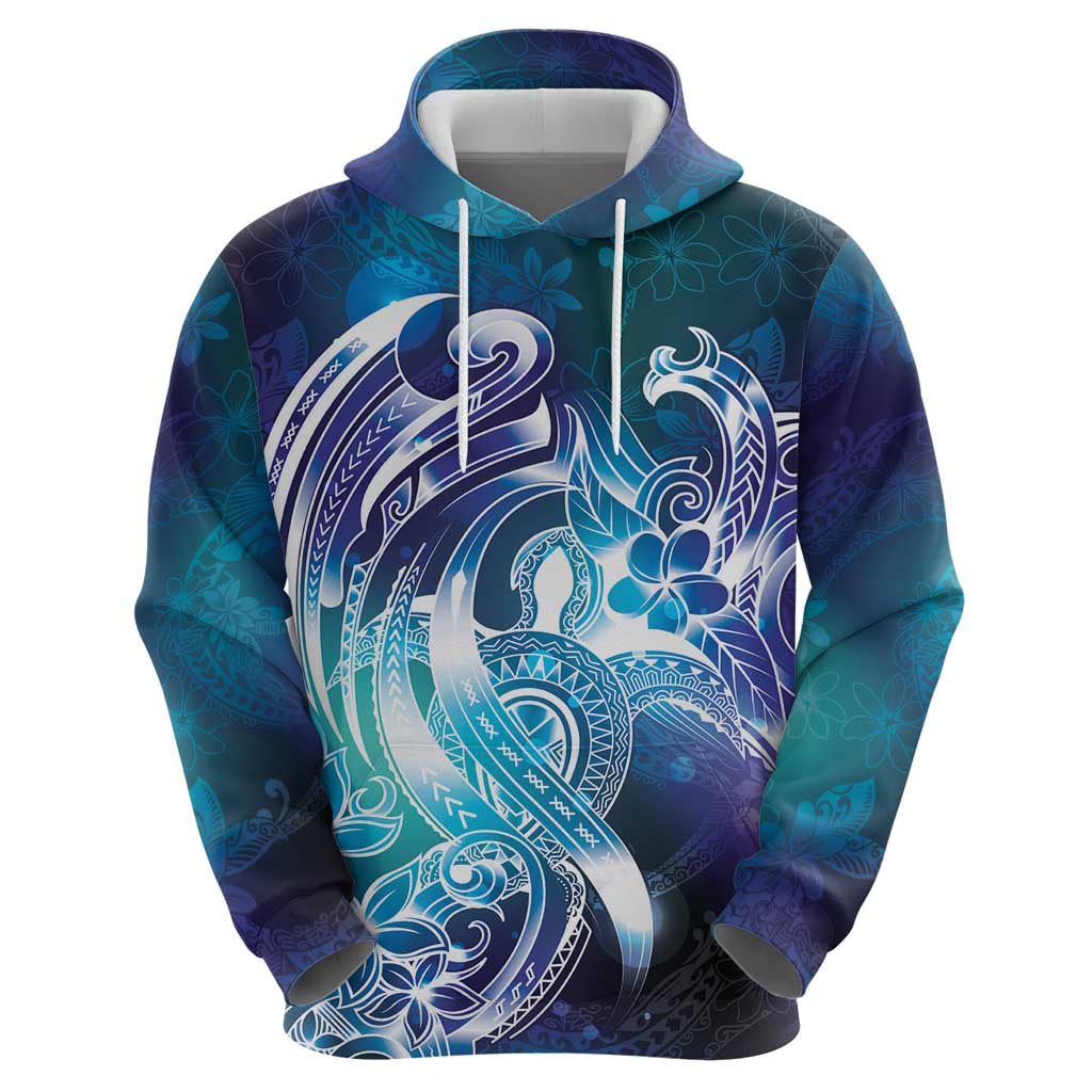 Aloha Hawaii Turtle Zip Hoodie Teal Purple Ribbon - Polynesian Pride