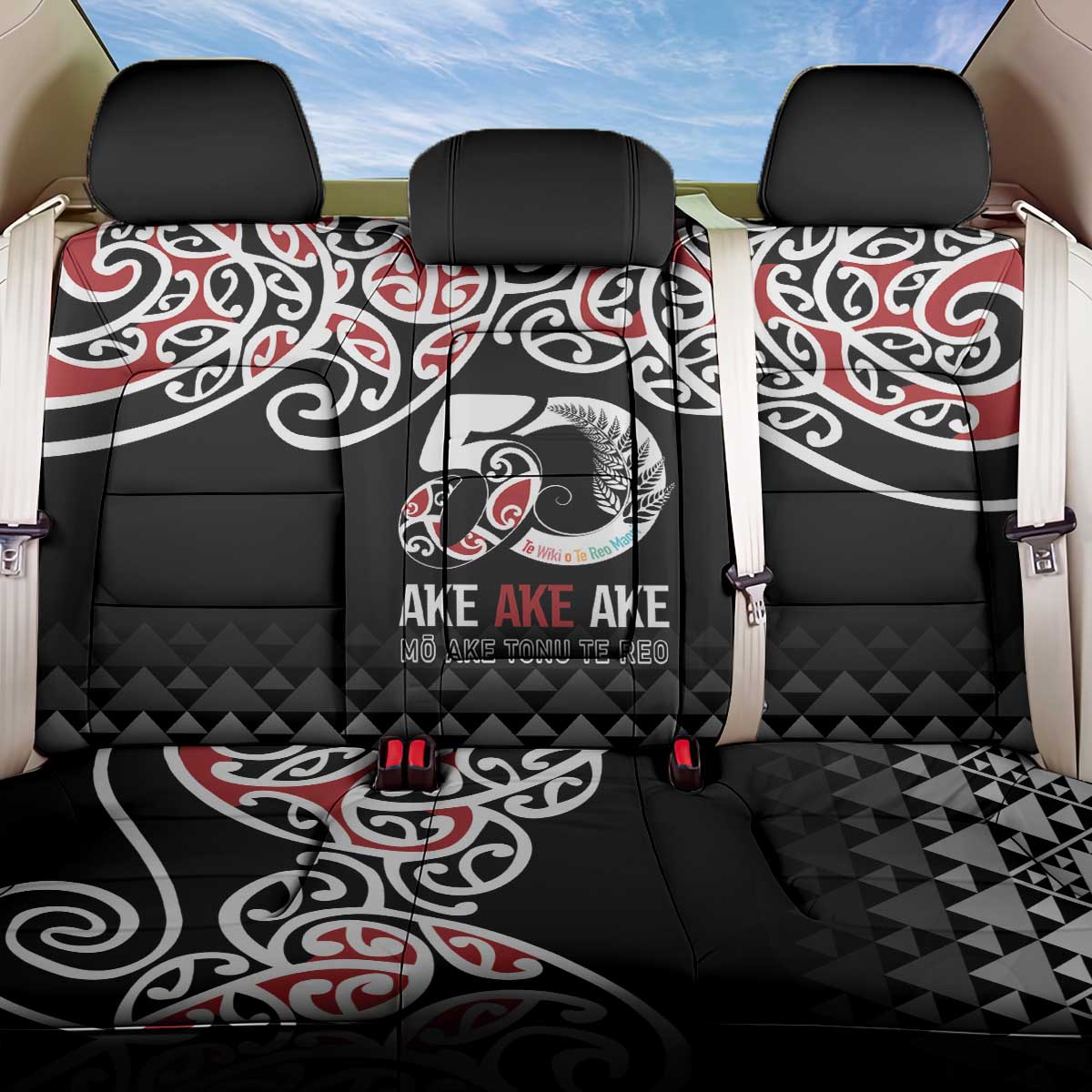 Kia Kaha Te Reo Maori Back Car Seat Cover 50 Years Mo Ake Tonu Te Reo - Polynesian Pride