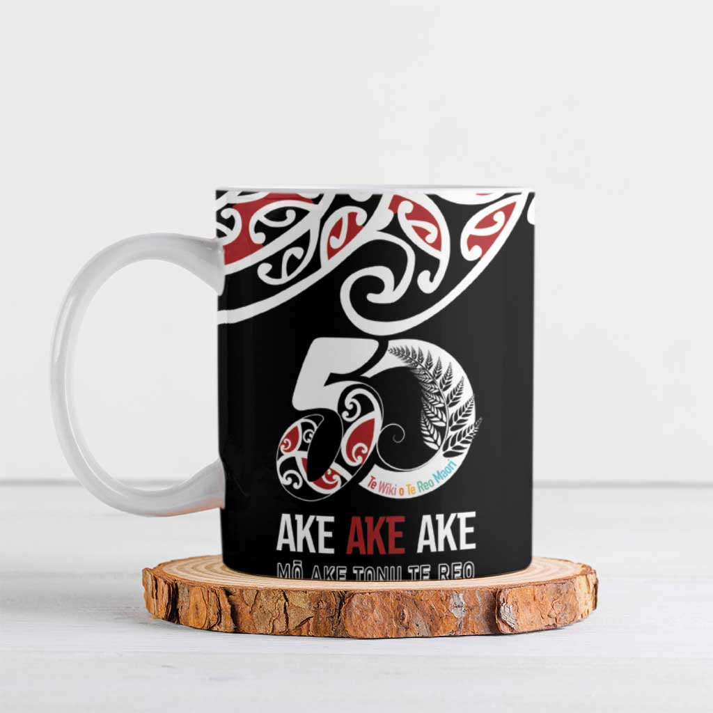 Kia Kaha Te Reo Maori Ceramic Mug 50 Years Mo Ake Tonu Te Reo - Polynesian Pride
