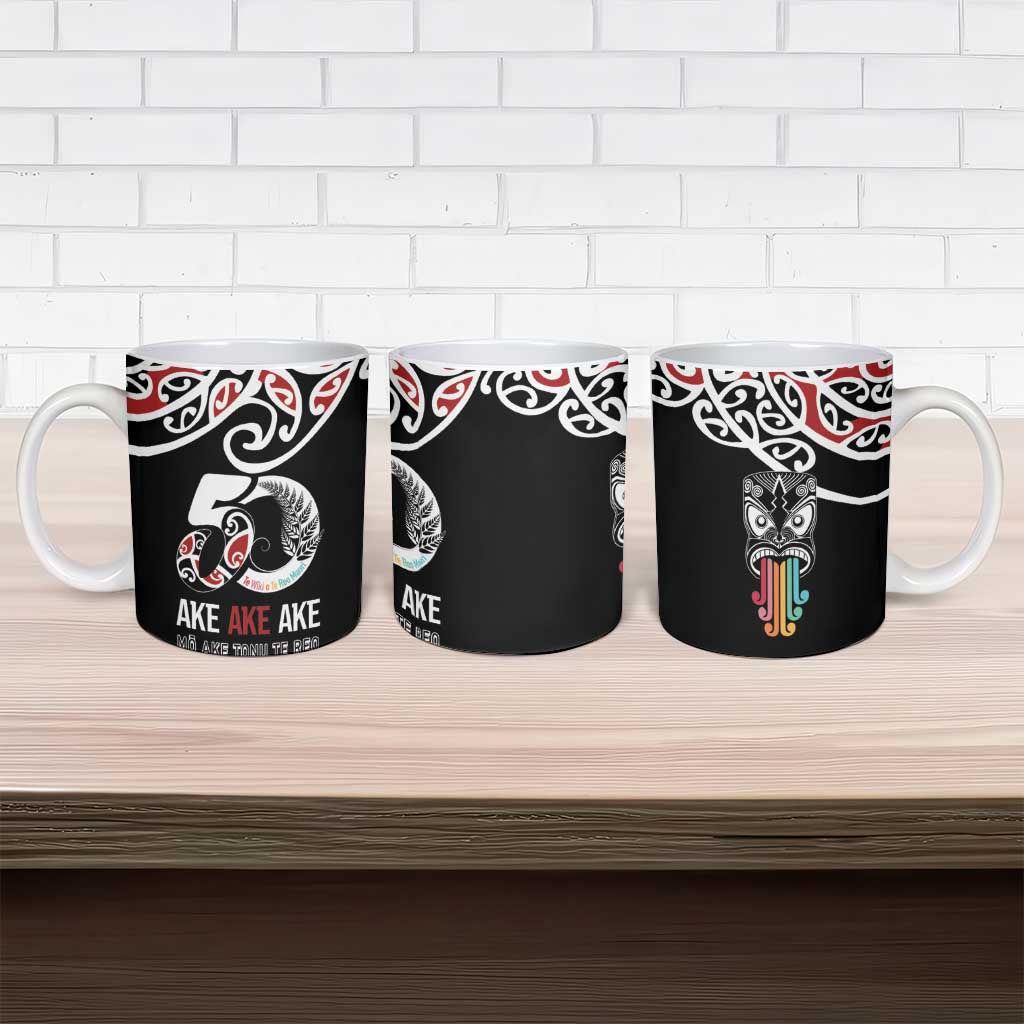 Kia Kaha Te Reo Maori Ceramic Mug 50 Years Mo Ake Tonu Te Reo - Polynesian Pride