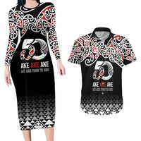 Kia Kaha Te Reo Maori Couples Matching Long Sleeve Bodycon Dress and Hawaiian Shirt 50 Years Mo Ake Tonu Te Reo - Polynesian Pride