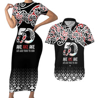 Kia Kaha Te Reo Maori Couples Matching Short Sleeve Bodycon Dress and Hawaiian Shirt 50 Years Mo Ake Tonu Te Reo - Polynesian Pride