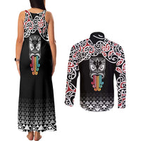 Kia Kaha Te Reo Maori Couples Matching Tank Maxi Dress and Long Sleeve Button Shirt 50 Years Mo Ake Tonu Te Reo - Polynesian Pride