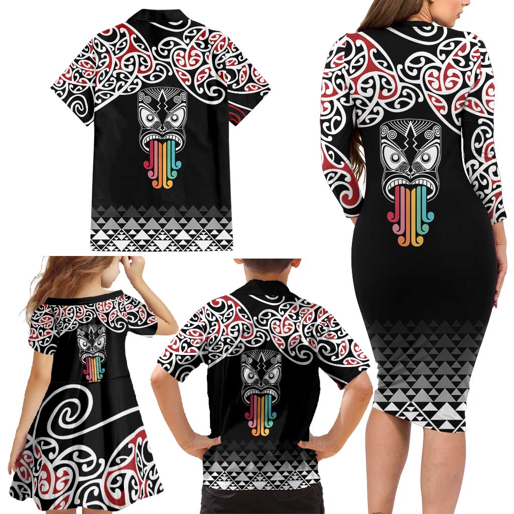 Kia Kaha Te Reo Maori Family Matching Long Sleeve Bodycon Dress and Hawaiian Shirt 50 Years Mo Ake Tonu Te Reo LT7 - Polynesian Pride